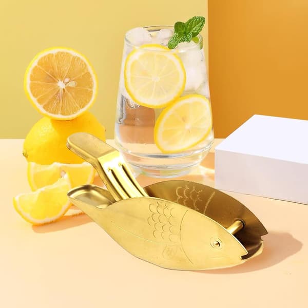 2 stk. guldfiskformet citronpresser, manuel citruspresser i rustfrit stål, kraftig håndpresset bærbar limepresser, ideel til gold 2 PCS