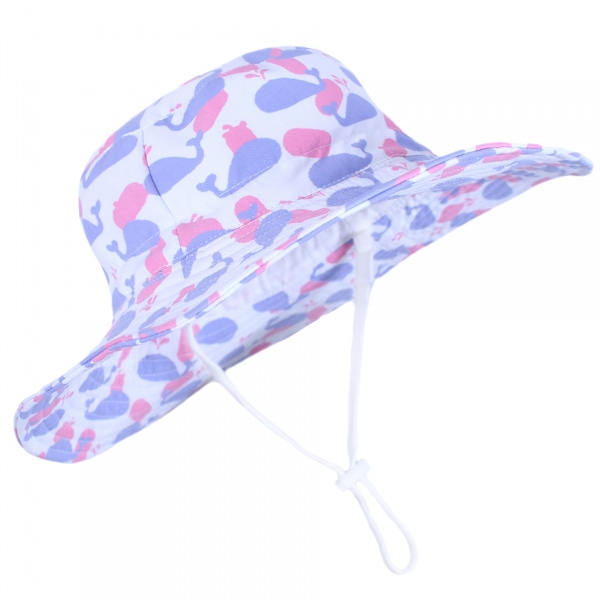 Solhatt for barn, jenter, bøttehatt, strandhatt for småbarn, bredbremmet sommerfiskehatt, justerbar caps for jenter