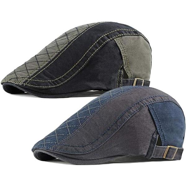 2 Pak Mænds Bomuld Flad Kasket Ivy Gatsby Newsboy Hat, Grøn