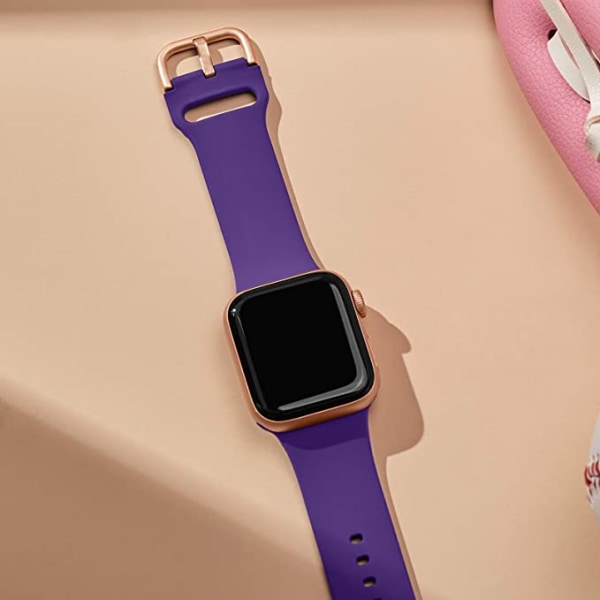 Apple Watch-armband i mjukt silikon, sportarmband, ersättningsarmband, lämpligt för hela Iwatch-serien (lila 38/40/41 mm)