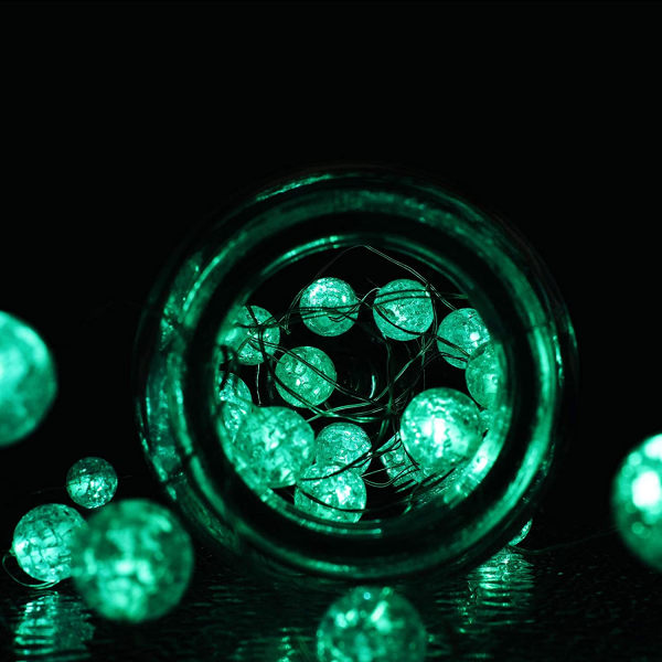 St. Patrick's Day Dekorationer Globe String Lights Grön Kricka Blå, Crystal Crackle Ball Lights 6,7 Ft 20 LED batteridrivna, gröna Globe Lights