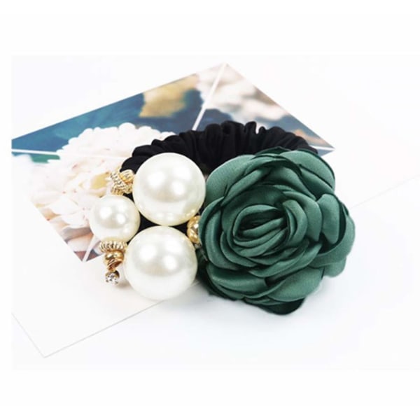1 Pack Retro Pärla Ros Huvudrep Hög Elastisk Hårtillbehör Konstgjord Pärla Hårband Tillbehör Hästsvans Sammet Hår Cirkel Elegant Flicka