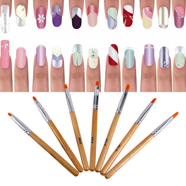 7 st Nail UV-penselplatt huvud Manikyr Falska spetsar Akryl Gel Målningsritningsdesignverktygssats