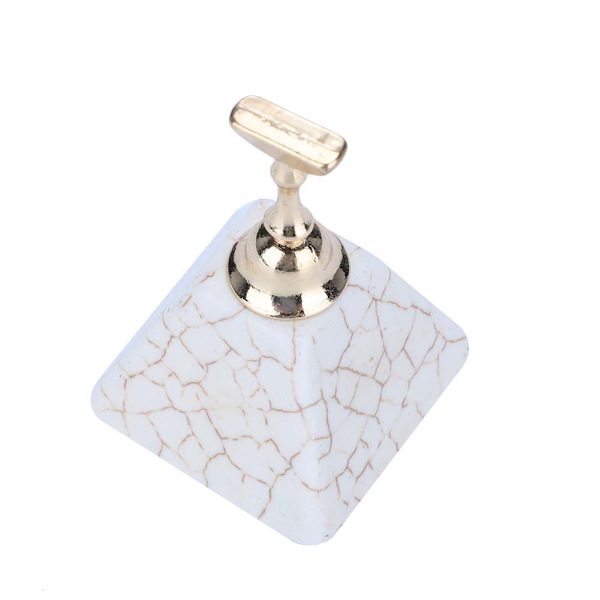 Magnetisk negletip øvelsesstand base legering holder neglekunst display stand manicure værktøj (Beige)