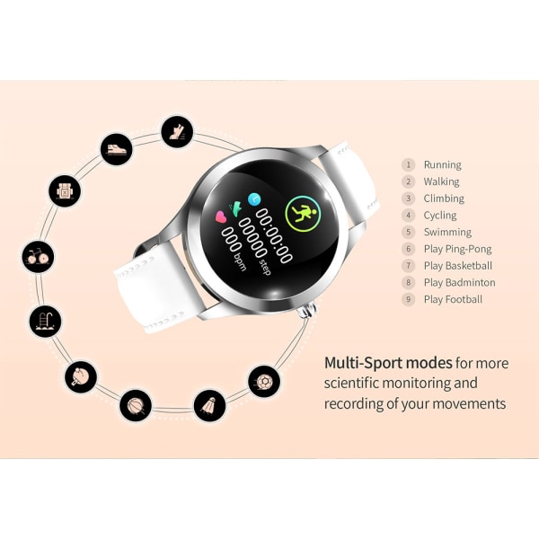 KW10 Dam Smart Armband Sport Stegräknare, Kaloriförbrukningsberäkning, Smart Watch