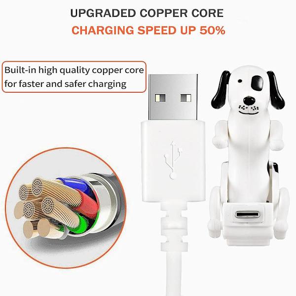 Humpende Hund Telefonoplader til Type C, Sjov Touch Hund USB Hurtig Opladningskabel Bevægelig Vild Hund Mobiltelefon Opladerledning (4ft) med tou