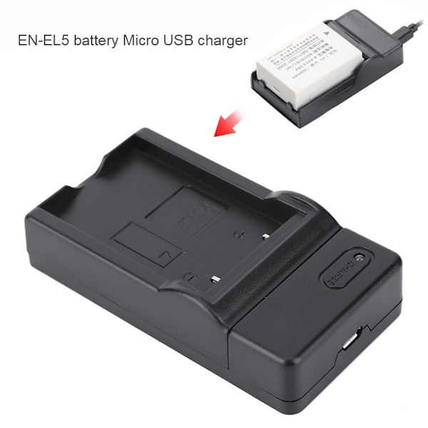 EN-EL5 Kamerabatteriladdare Micro USB-gränssnitt för Nikon P90 P500 P510 P520 P5000 P5100 P6000 P4 P80 P530 Enkel laddningslucka