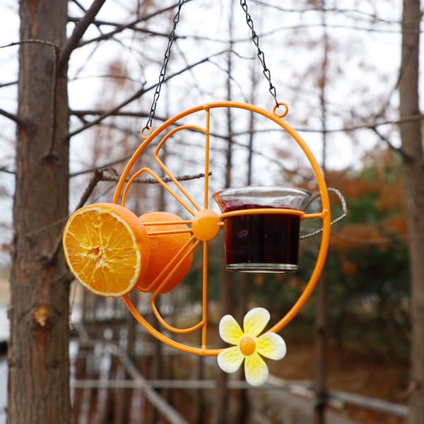 Oriole fuglefoderbræt til udendørs brug, metal hængende orange frugtfoderbræt, druegelé og orangefoderbræt til orioler, haveindretning 1pcs