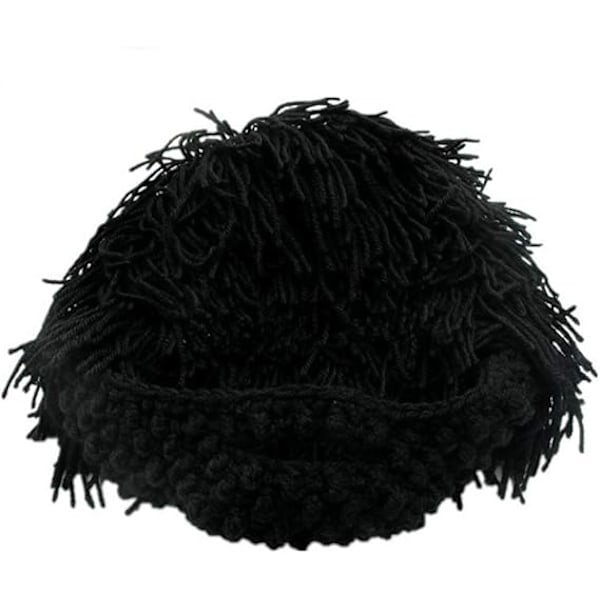Peruk Skägg Hattar Handgjorda Stickade Varma Vintermössor Skid Rolig Mask Beanie för Män Kvinnor,A