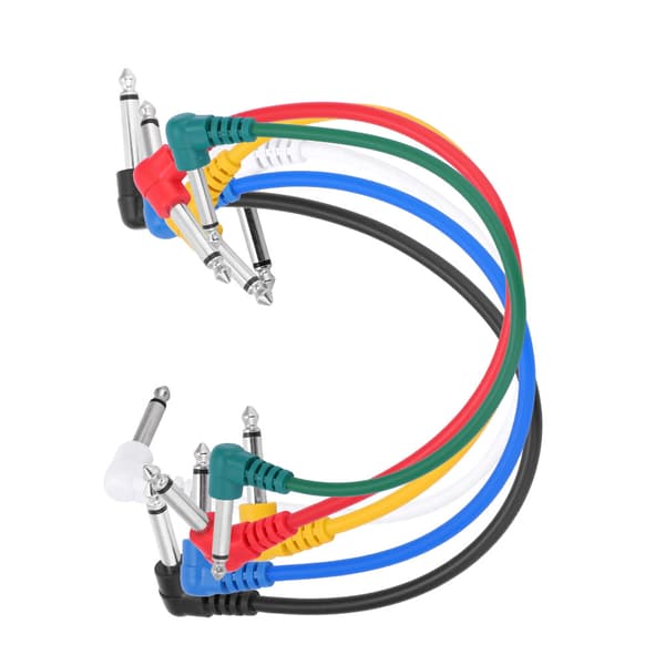6 stk. Effektpedal Audio Stik Patch Kabel Ledning Vinkel til Basguitar