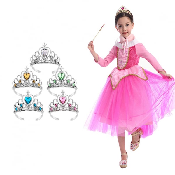 Förklädningstiara kronset prinsessakostymfesttillbehör för barn/flicka/småbarn (gul+blå+grön+rosa+vit)