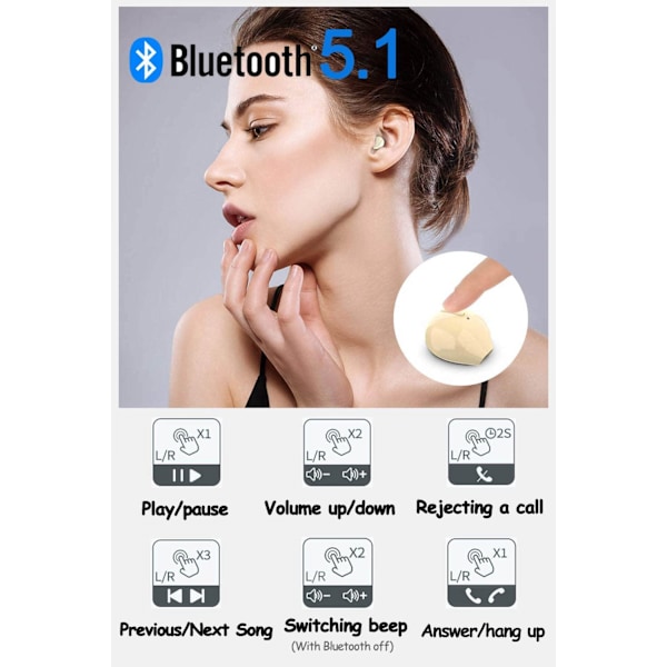 X21s Binaural Bluetooth-kuulokkeet, Bluetooth 5.0 langattomat kuulokkeet, 260mAh latauskotelo, korkea mukavuus, yksi kuuloke (ihonväri)