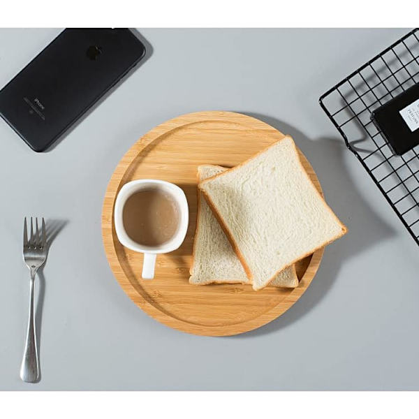Rund bricka i bambu, träfat, serveringsbricka i trä, charkuteribricka för matbord / soffbord, 9,8 tum
