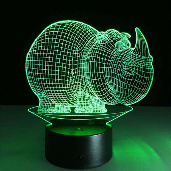 WJ Sengelampe Illusion LED Natlys 3D Natlys LED Illusion Stereo Næsehornsform Sengelampe Natlys Illusion LED Natlys Natlys