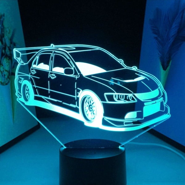3D Bil Nattlampa Led Touch Switch Dekor Bord Skrivbord Optisk Illusion Lampor 7 färgskiftande lampor LED Bordslampa Xmas Barn Barn Dekor Leksak Present