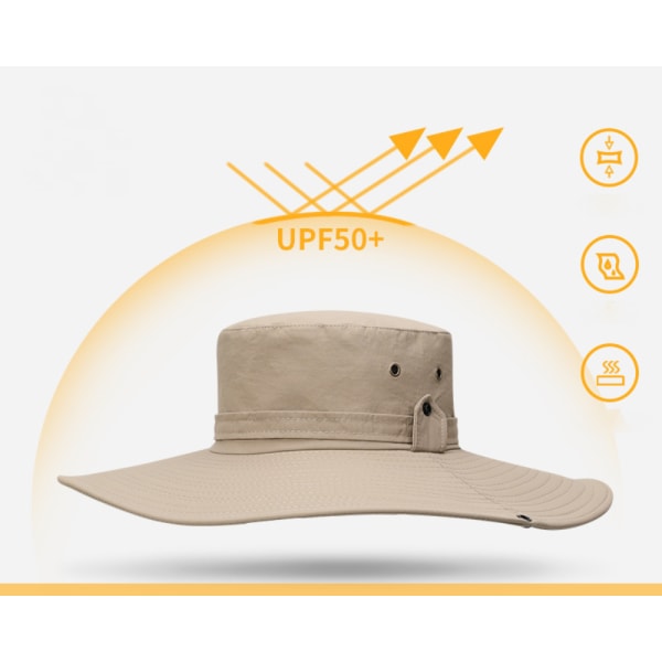 Solhatt i bomull UV-skydd Sommarhattar Strandhatt Safari Boonie-hatt Vikbar fiskehatt med justerbar hakrem-MZ014