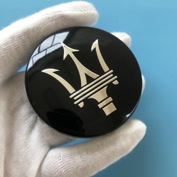 Passar till Maserati navkapsel Ghibli President Levante 60mm- Silver botten silver ord (fyra pack)