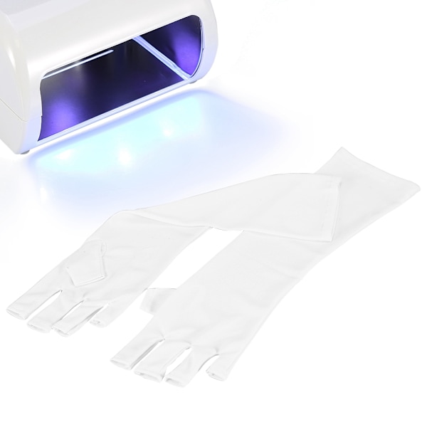 1 par hvide nyttige anti-UV-handsker til UV-lys/lampe strålingsbeskyttelse manicure