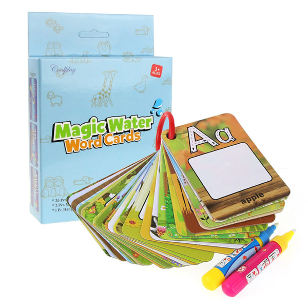 Barns tidig utbildning kort lärande kognitivt kort 26 engelska bokstäver magisk vattenmålning kort leksak