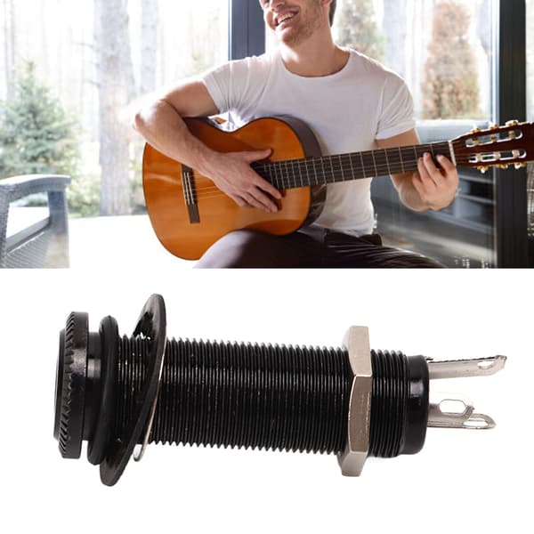 Guitar Gevind Jack Udskiftning Messing Lige Output Endpin til Elektrisk Guitar Bas Sort