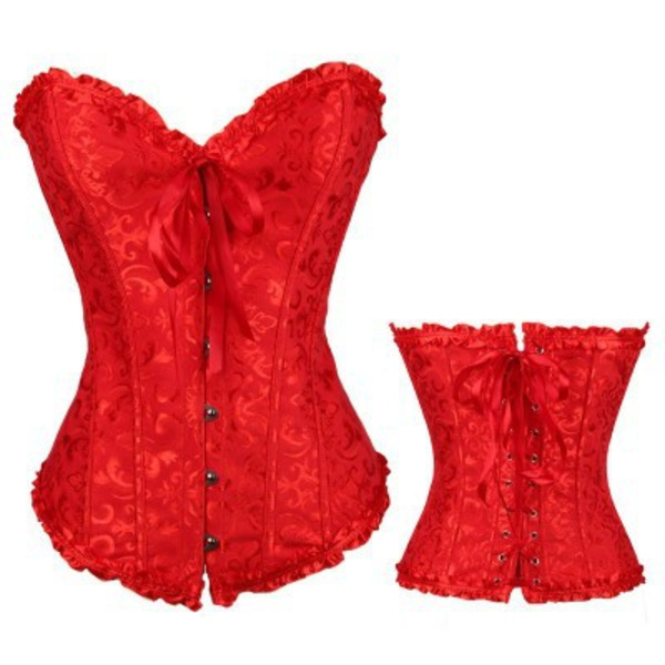 Kvinde Talje Cincher Snøre Benet Baskisk Korset Shapewear-Rød(S)