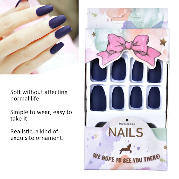 Manicure færdig Fashion Polish Matte Manicure Patch Falsk Decal Nail Art(Blå)