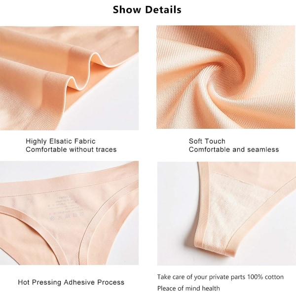 WJ sömlösa stringtrosor för kvinnor osynliga underkläder Sexiga spetsar siden 6-pack color to M