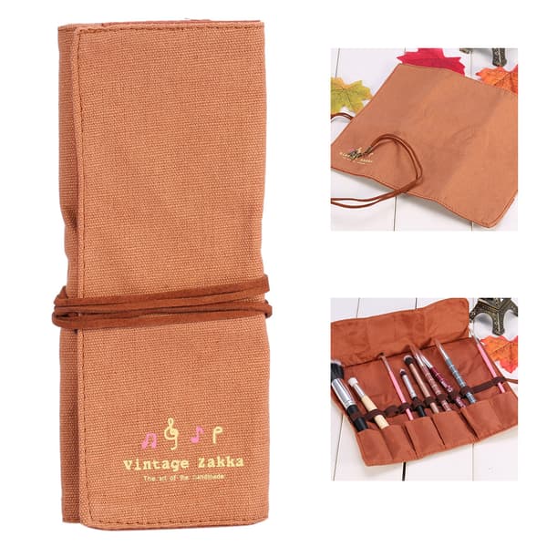 Makeup Canvas Wrap Roll Up Pen Pencil Makeup Bag Case Holder Makeup Brush Retro Romantic Bag