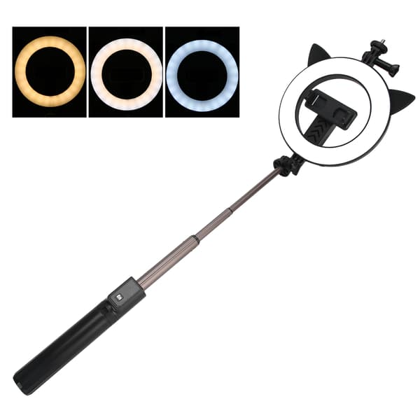 LED-fylllys Bluetooth Live Streaming Selfie Ring Light Bærbar Sminke Dimbar Lys