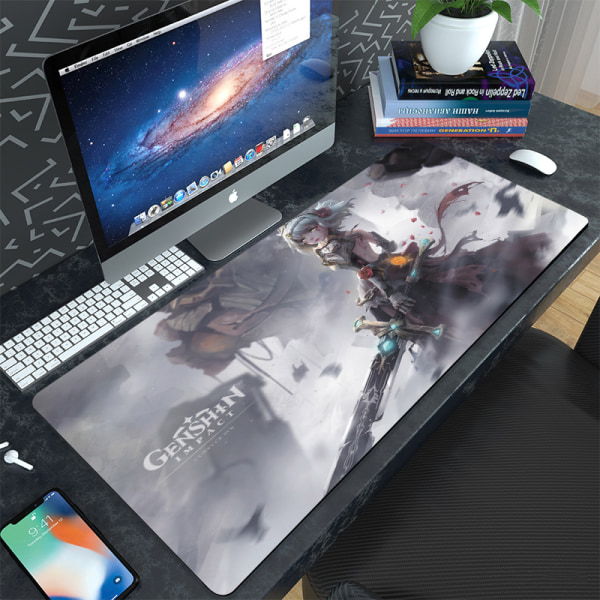 Game Yuanshen cartoon office keyboard computer desk pad large creative mat waterproof dirt-resistant thickened mouse pad，300*800*3mm