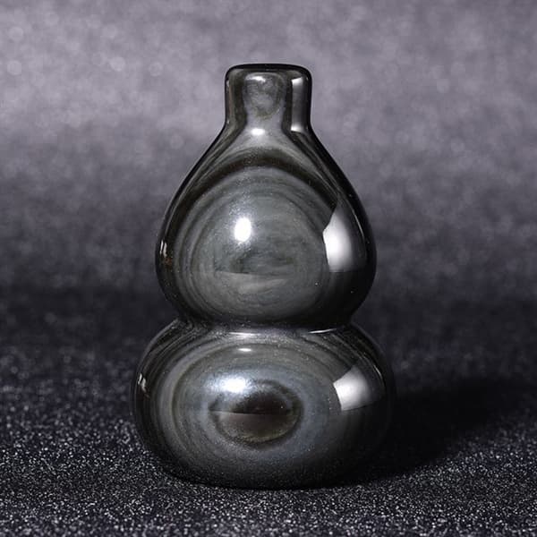 Naturlig sort obsidian græskar - Anti negativ Chi statue