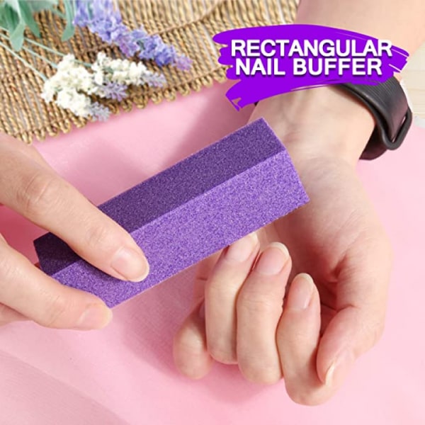 Manicure-sæt med neglefil - 3 stk. dobbeltsidet neglefil, rektangulær neglebuffer, 4-trins bufferblok,