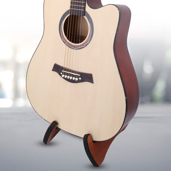 Mahogny Trä Gitarrställ Bärbar Fällbar Basgitarr Fäste Hållare