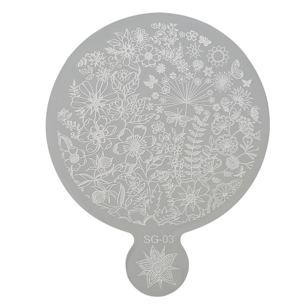 Neglekunst Stempel Fashion Mirror Blomster Manikyr Plater DIY Polsk Print Stempel Stencil SG-03