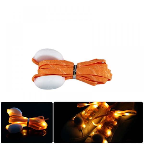 1 Pari LED-Valositeita Nauhoja, Valoisia Vilahtavia Kenkänauhoja 3 Valotilan Kanssa Yöurheiluun (oranssi)