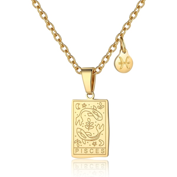 Stjärntecken Halsband för Kvinnor Konstellation Tarot Kort Hänge Dubbelsidig Guld Rostfritt Stål Halsband Vänskap Smycken Present till Flickor