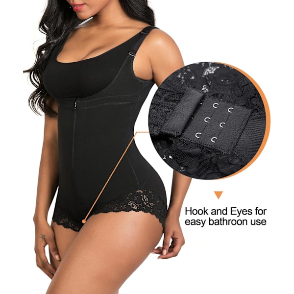 Shapewear för kvinnor Tummy Control Fajas Colombianas Body Shaper Dragkedja Öppen byst Bodysuit L Black