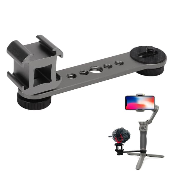 Triple Cold Shoe Extension Bracket Aluminiumlegering Mikrofonstativ Monteringsadapter til Stativ Monopod Stabilisator Mørkegrå