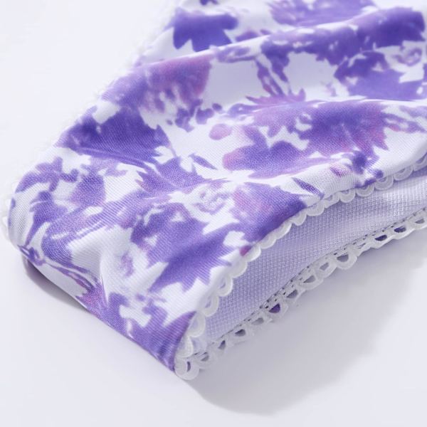 Bikinis Badkläder Set för Kvinnor Baddräkt Triangel Baddräkt Tie String Trosa Floral Purple L
