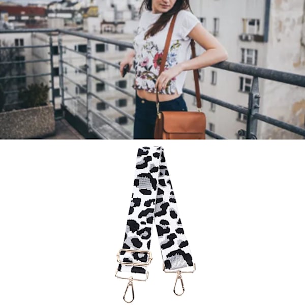 Justerbar nylonrem i leopardmönster för axelväska, enkel axelväska, accessoarer, silvergrå
