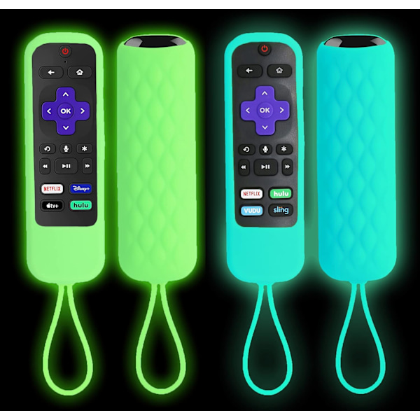 2-pack fodral för Roku Express/Streaming Stick/Premiere - Silikonfjärrkontrollskydd kompatibelt med TCL Roku Smart TV-fjärrkontroll Repla Yellow