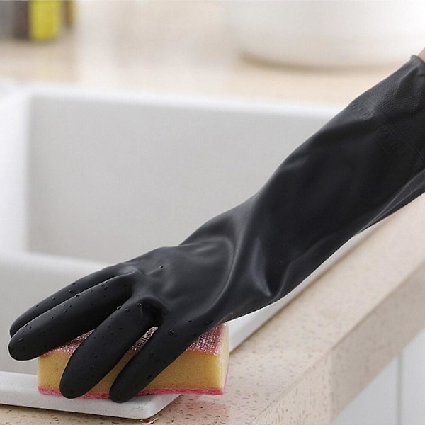 1 par sorte hansker hjem vask rengjøring hansker hage kjøkken oppvask fingre gummi oppvask husholdning rengjøring hansker
