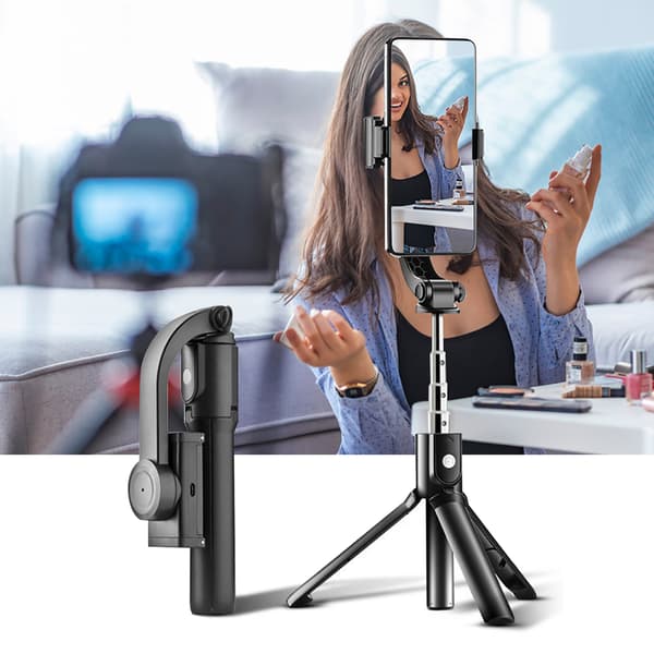 Kulfäste stabilisator Anti-Shake stativ Bluetooth fjärrkontroll Selfie Stick för Android