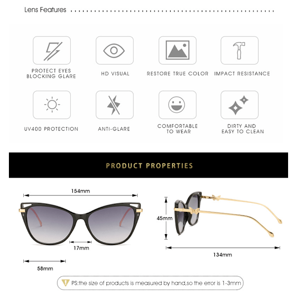 Trendy Oversized Polariseret Solbriller til Kvinder UV400 Beskyttelse