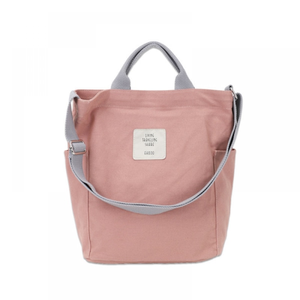 Kvinnor Canvas Tote Handväskor Casual Shoulder Work Bag Crossbody casual shoppingväska i tyg（rosa）