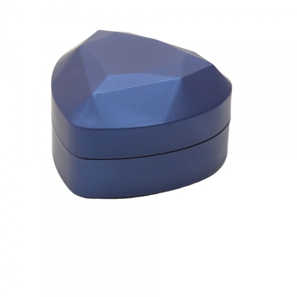 Hjärtformad LED-ring presentförpackning med sammetsinredning - Elegant smyckeskrin för bröllop, förlovning, frieri, födelsedag & årsdag blue