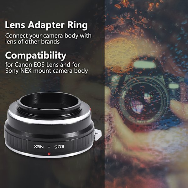 K&F Concept 1 st robust EOS-objektivadapterring för Sony NEX-kameror med DSLR-fattning