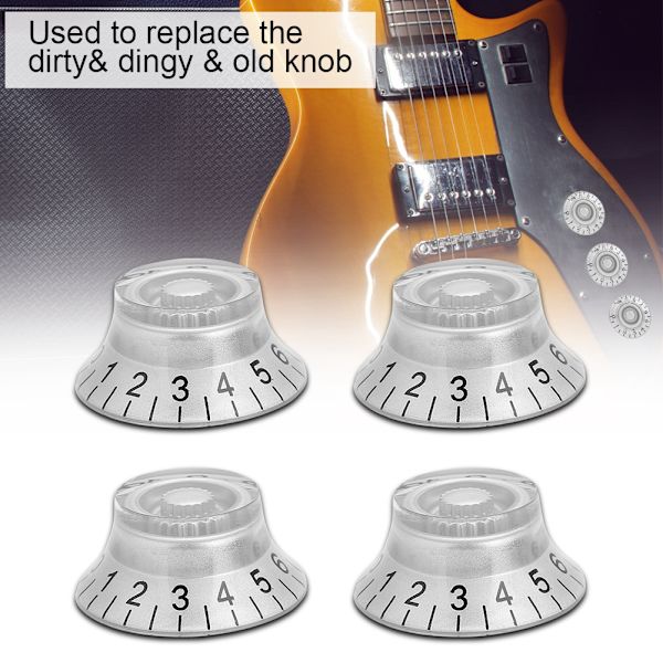 4 stk Speed Tone Volumkontroll Knapper for Elektrisk Gitar Sølv