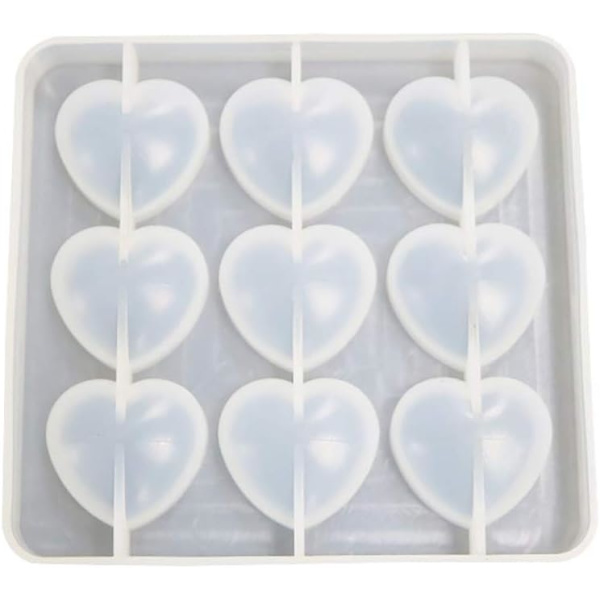 Hjärta Epoxy Form Silikonform 9st 3 x 2,8cm Resin Love Hjärta Form DIY Hantverk för Nyckelringtillverkning, 1cm Djup