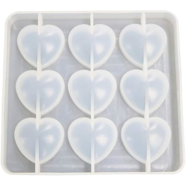 Hjerteformet Epoxyform Silikonform 9 stk 3 x 2,8 cm Harpiks Kærlighed Hjerteform DIY Håndværk til Nøglering, 1 cm Dybde